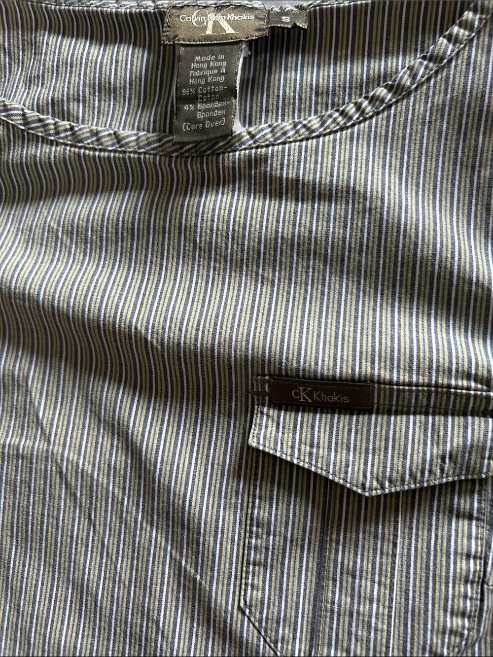 Vintage Calvin Klein Khakis Striped Shirt - Blue & White